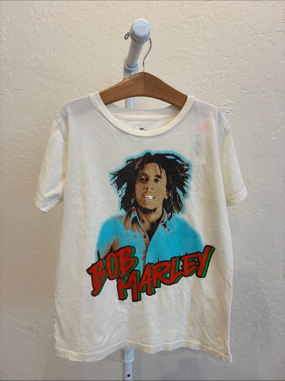 Rowdy Sprout Bob Marley Tee - White with Teal & Red Print